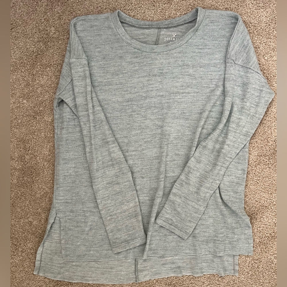 American Eagle Outfitters Gray Plush Crewneck Sweatshirt